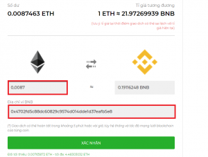 Đổi ETH lấy BNB phí rẻ nhất