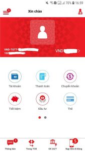 Giao diện App Techcombank