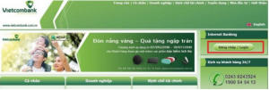 Giao diện đăng nhập Internet Banking của Vietcombank