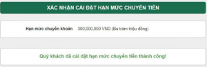 HƯỚNG DẪN NÂNG HẠN MỨC CHUYỂN TIỀN VIETCOMBANK