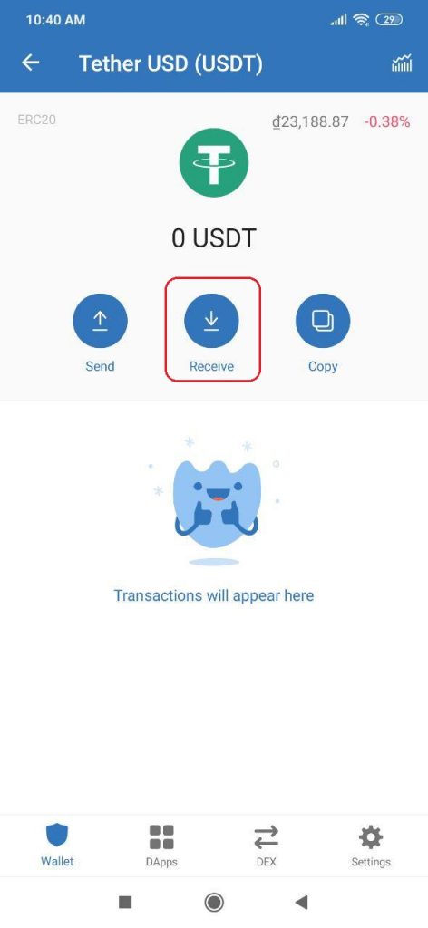 Hướng dẫn Trust Wallet nạp USDT