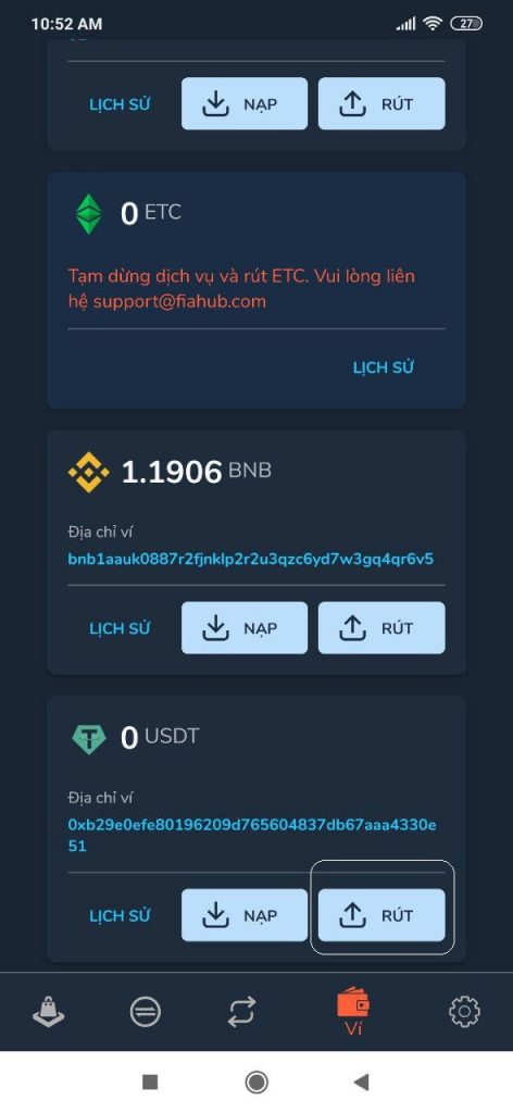 Hướng dẫn Trust Wallet rút USDT