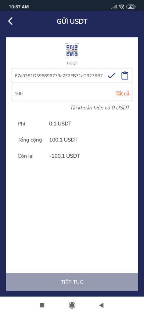 Hướng dẫn Trust Wallet rút USDT