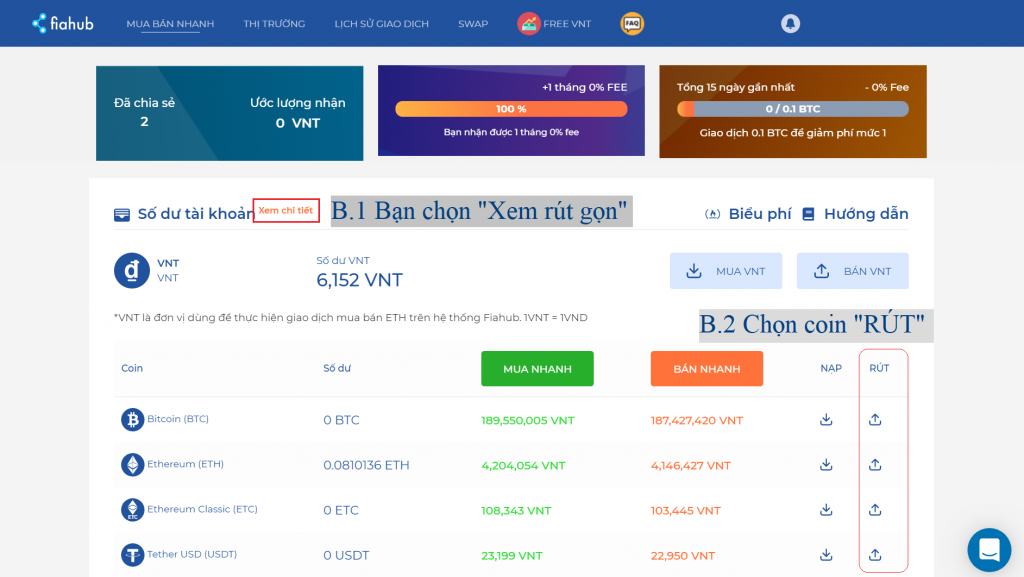 Rút coin trên Fiahub nhanh chóng, đơn giản, phí rẻ nhất