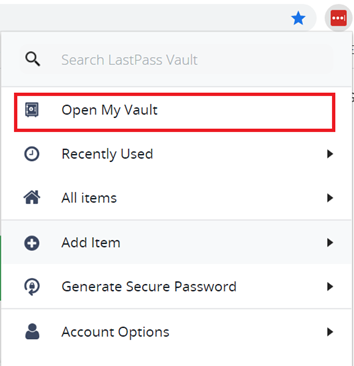 Trung tâm điều khiển tiện ích LastPass