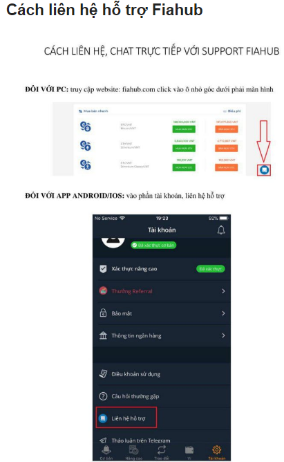 cách liên hệ support fiahub