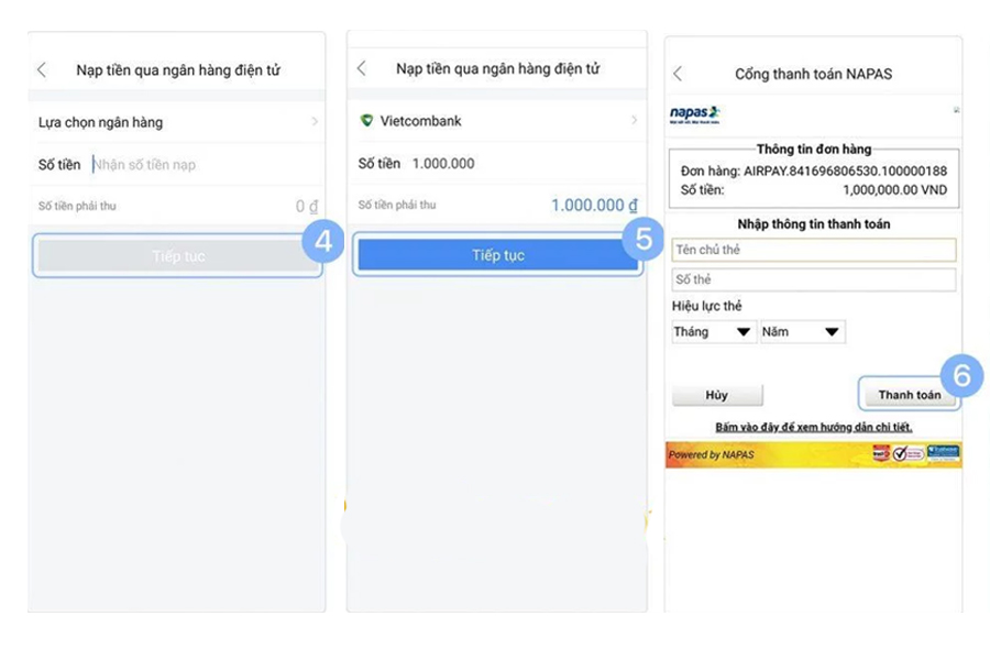 Hướng dẫn nạp tiền vào ví Airpay