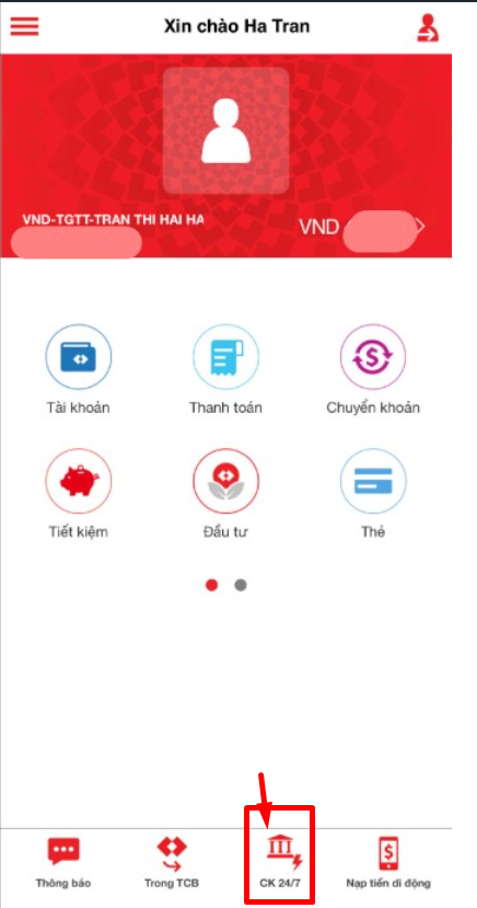 Truy cập vào app Techcom Mobile