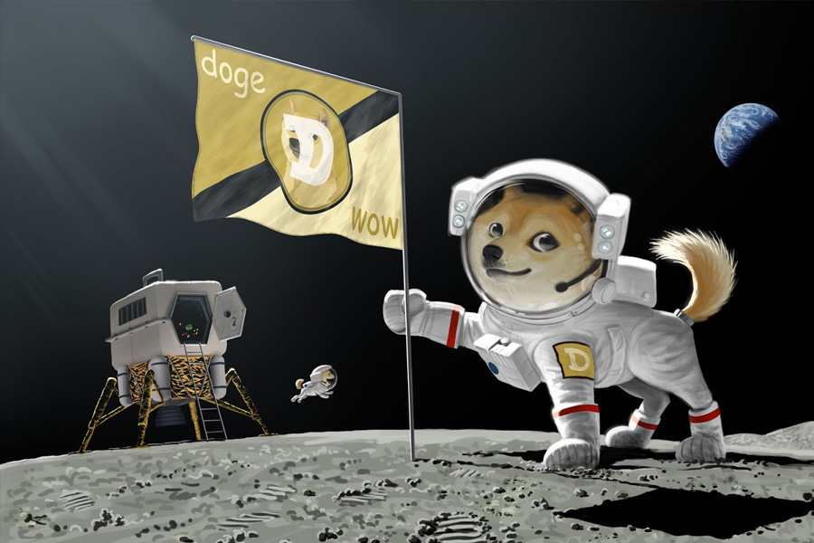 Hình ảnh tiền Dogecoin bị đưa lên hành tinh khác