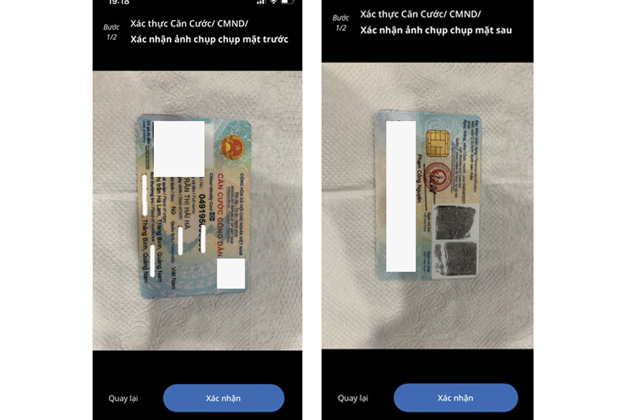 Thẻ căn cước công dân mặt trước và mặt sau