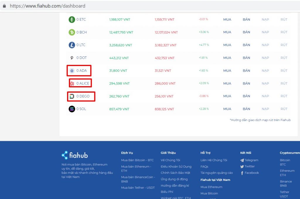 Trang web mua tiền điện tử trên Fiahub