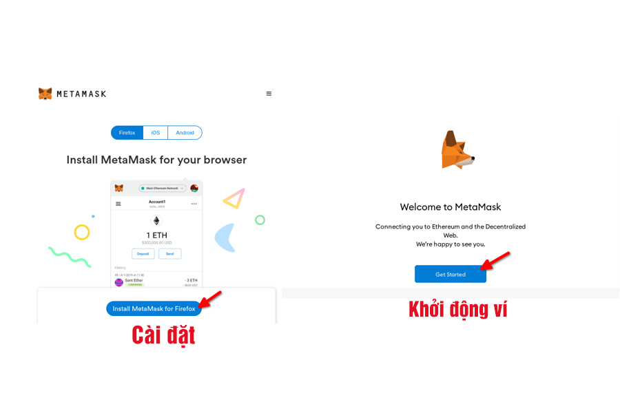 2 bước bắt đầu tạo ví metamask