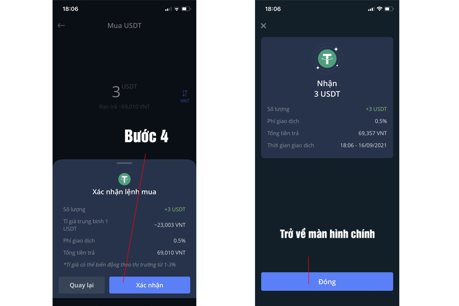 Bước 4 mua nhanh coin trên Fiahub app