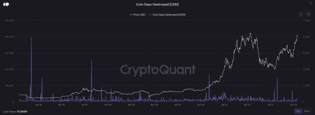 Chỉ số on-chain CDD. Nguồn: CryptoQuant.