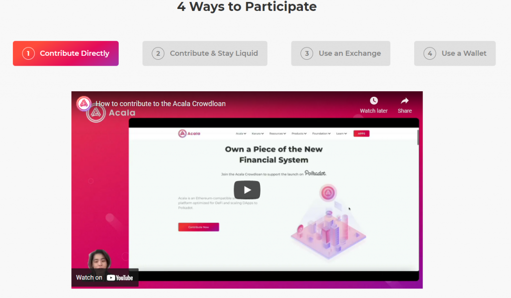 4 cách để tham gia crowdloan trên Acala.