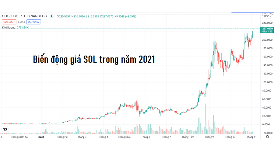 giá SOL trong năm 2021