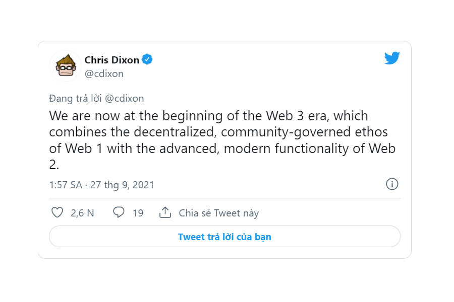 dòng tweet của Chris Dixon 