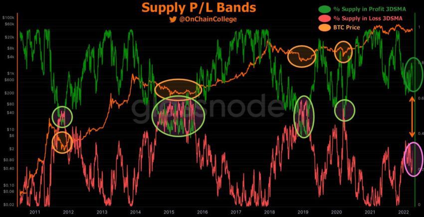 Biểu đồ Supply P/L Band. Nguồn: BeInCrypto