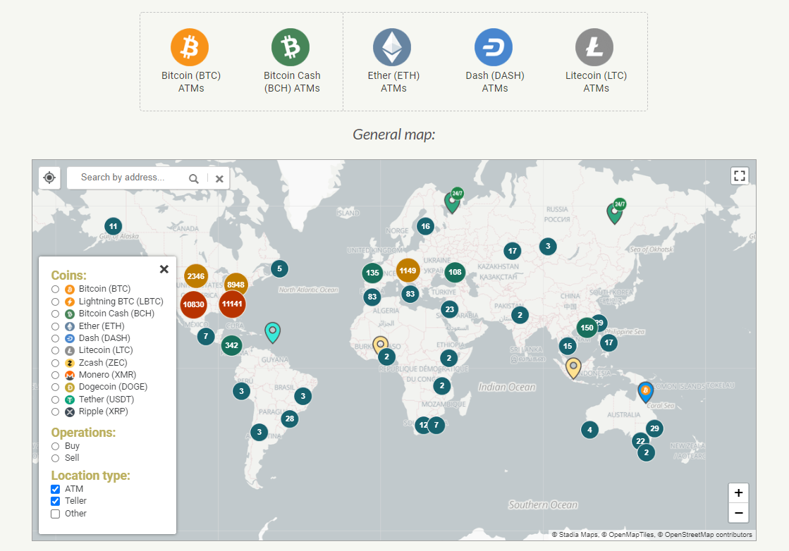 Phân bổ Crypto ATM toàn cầu