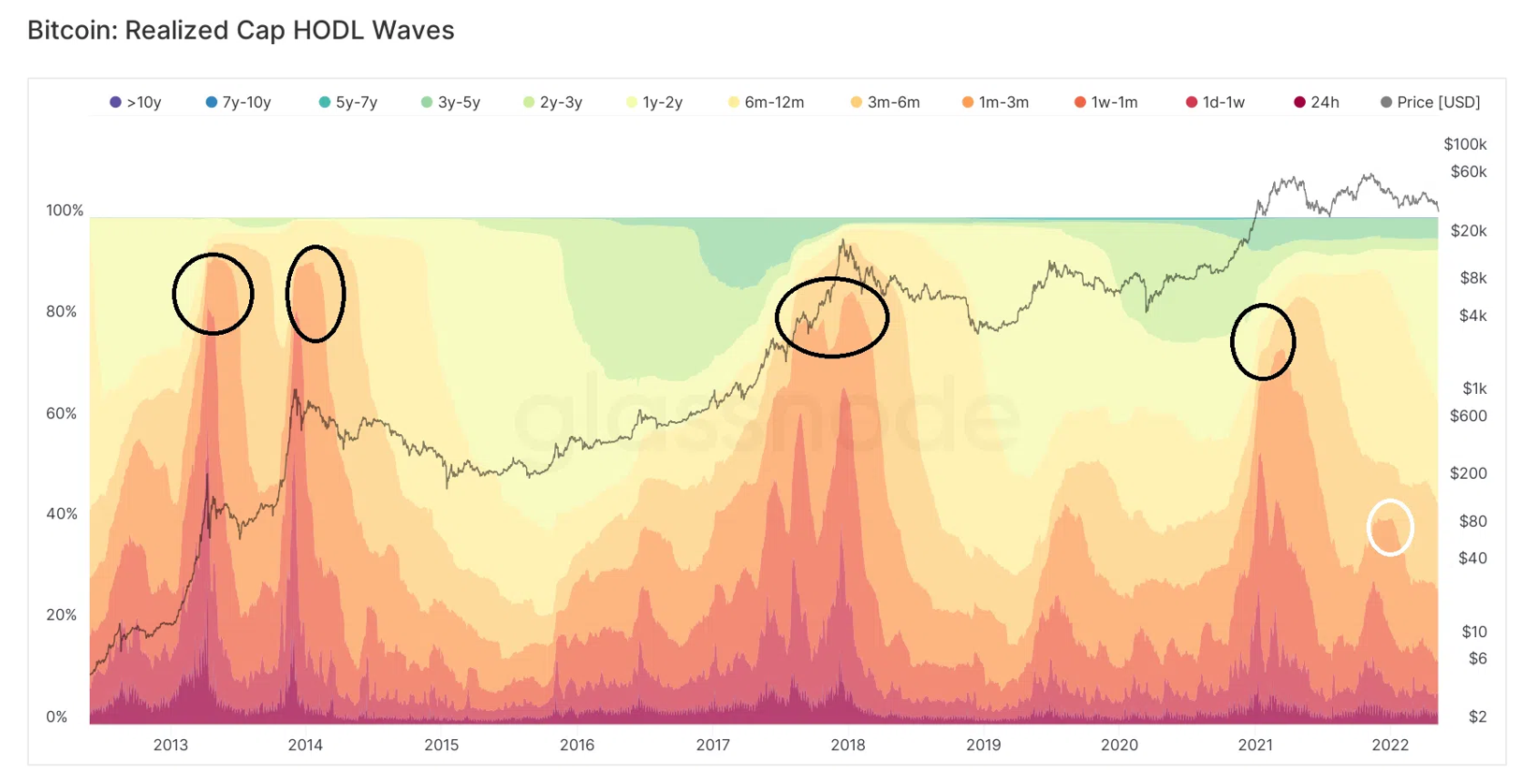 Bitcoin: Realized Cap HODL Waves. Nguồn: BeInCrypto