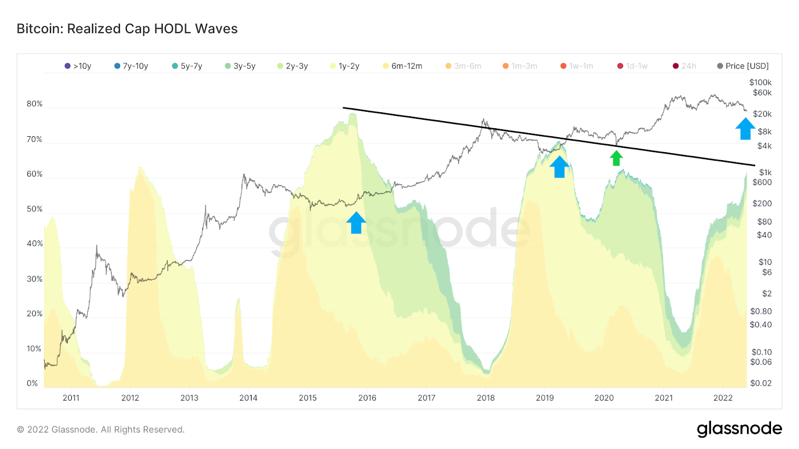 Bitcoin: Realized Cap HODL Waves. Nguồn: BeInCrypto