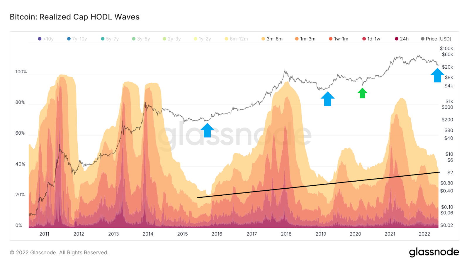 Bitcoin: Realized Cap HODL Waves. Nguồn: BeInCrypto