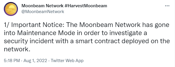 Moonbeam tạm dừng mạng lưới