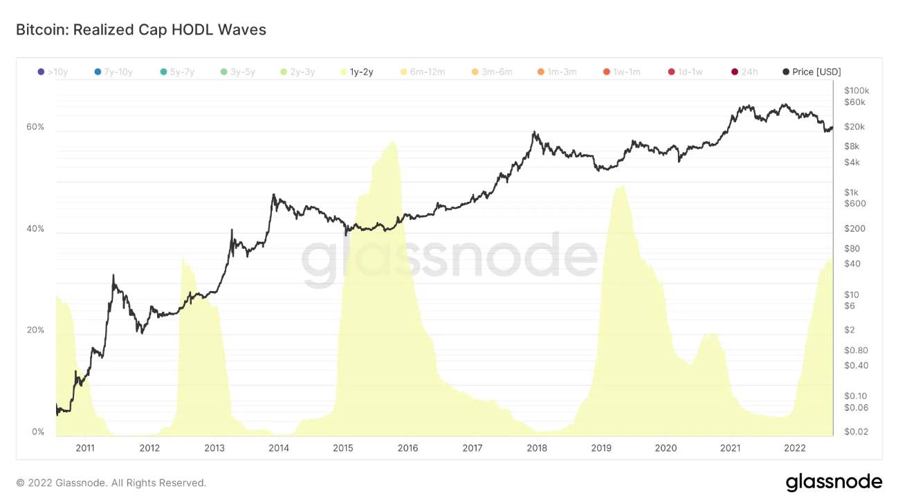 Chỉ số on-chain Bitcoin: Realized Cap HODL Waves. Nguồn: BeInCrypto