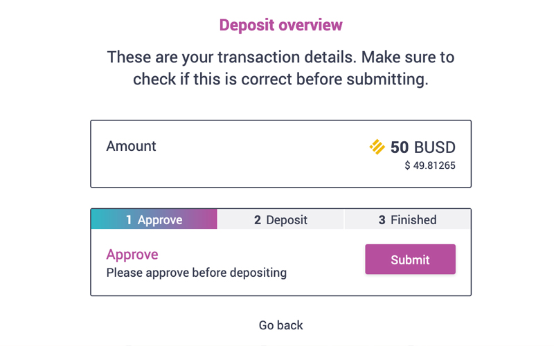 deposit overview tài khoản tiền điện tử