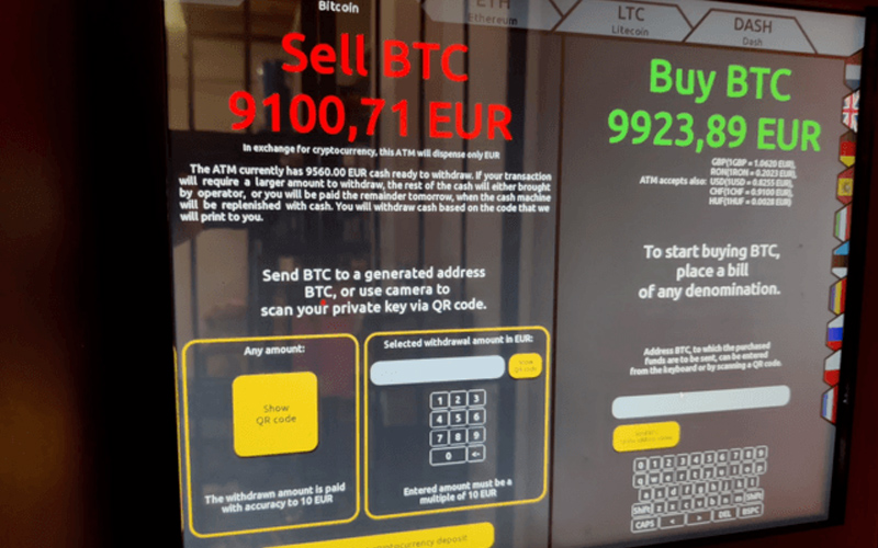màn hình máy ATM bitcoin